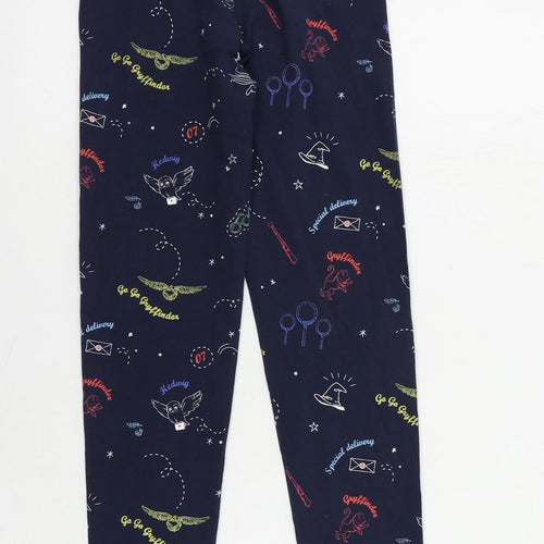 Marks and Spencer Girls Blue Geometric Cotton Jogger Trousers Size 10-11 Years Regular - Harry Potter Leggings