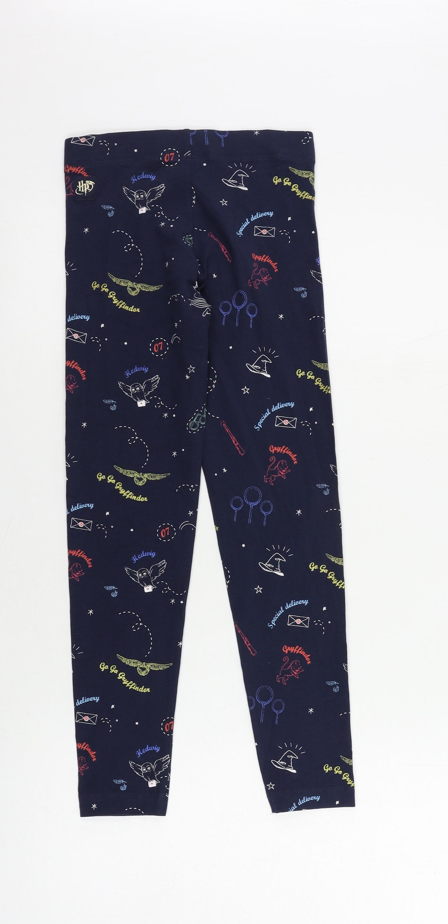 Marks and Spencer Girls Blue Geometric Cotton Jogger Trousers Size 10-11 Years Regular - Harry Potter Leggings