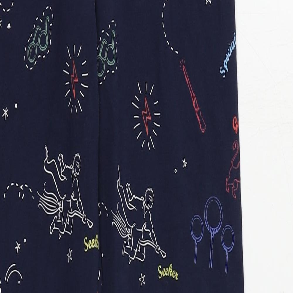 Marks and Spencer Girls Blue Geometric Cotton Jogger Trousers Size 10-11 Years Regular - Harry Potter Leggings