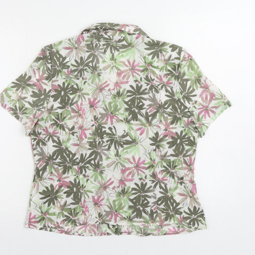 Eastex Womens Multicoloured Floral Polyester Basic Button-Up Size 14 Collared