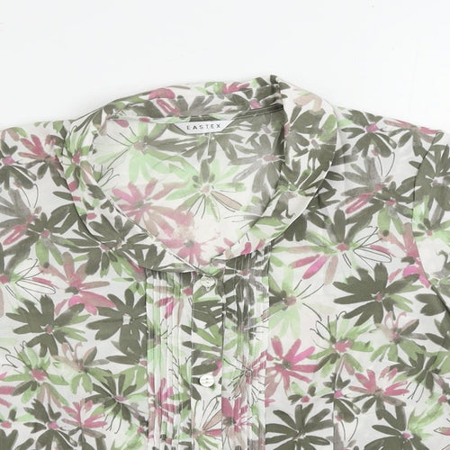 Eastex Womens Multicoloured Floral Polyester Basic Button-Up Size 14 Collared