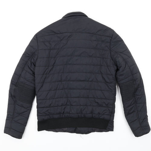 Moschino Womens Black Quilted Coat Size 10 Zip