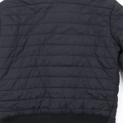 Moschino Womens Black Quilted Coat Size 10 Zip