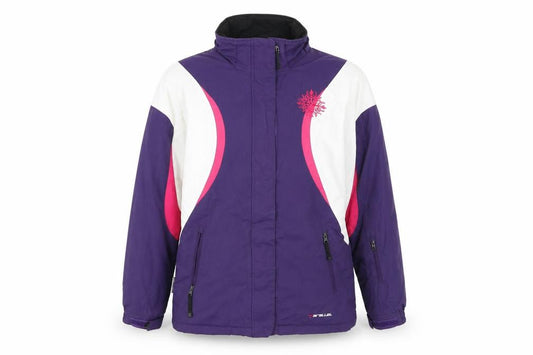 Front view of Parallel women’s multicoloured rain coat coat, size UK 12, zip