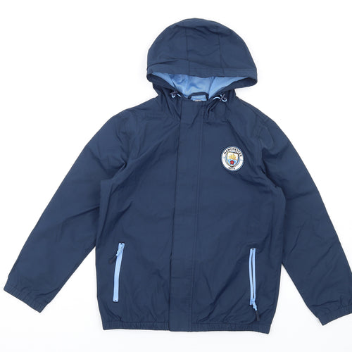 Manchester City FC Boys Blue Rain Coat Coat Size 12-13 Years Zip