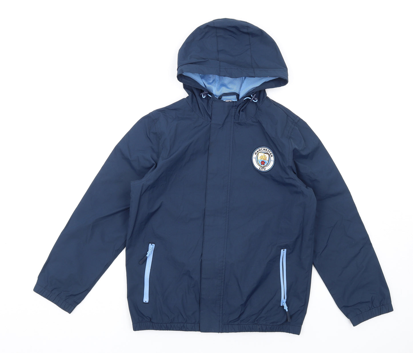 Manchester City FC Boys Blue Rain Coat Coat Size 12-13 Years Zip