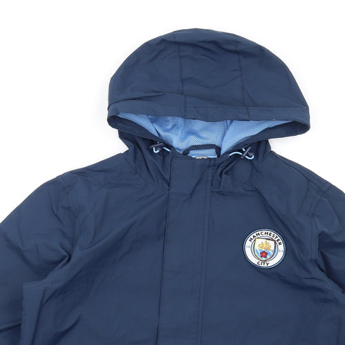 Manchester City FC Boys Blue Rain Coat Coat Size 12-13 Years Zip
