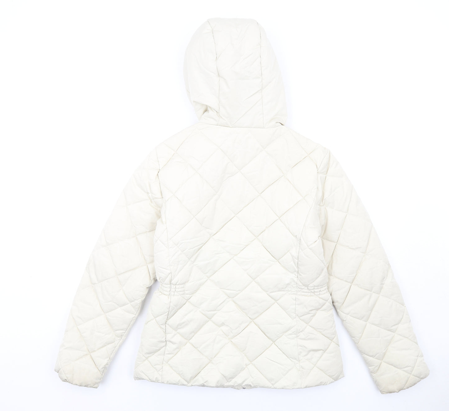 Classic Womens Ivory Quilted Coat Size 10 Zip