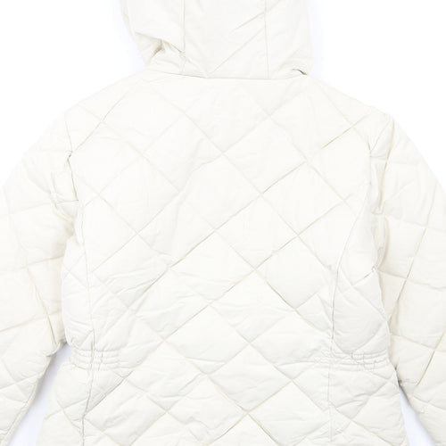 Classic Womens Ivory Quilted Coat Size 10 Zip