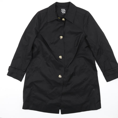 Debenhams Womens Black Trench Coat Coat Size 16 Button