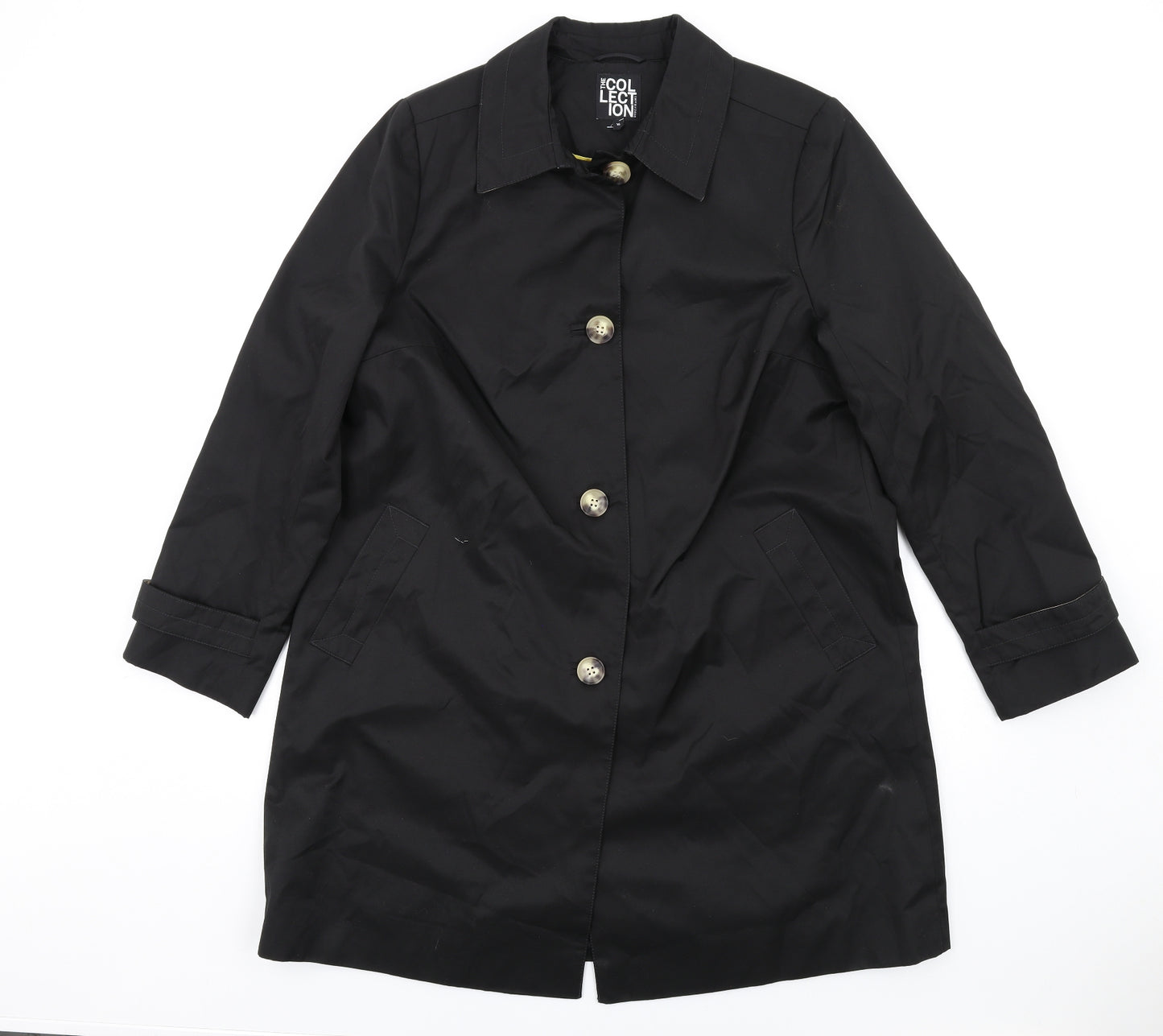 Debenhams Womens Black Trench Coat Coat Size 16 Button