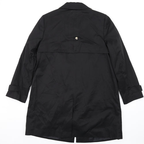 Debenhams Womens Black Trench Coat Coat Size 16 Button