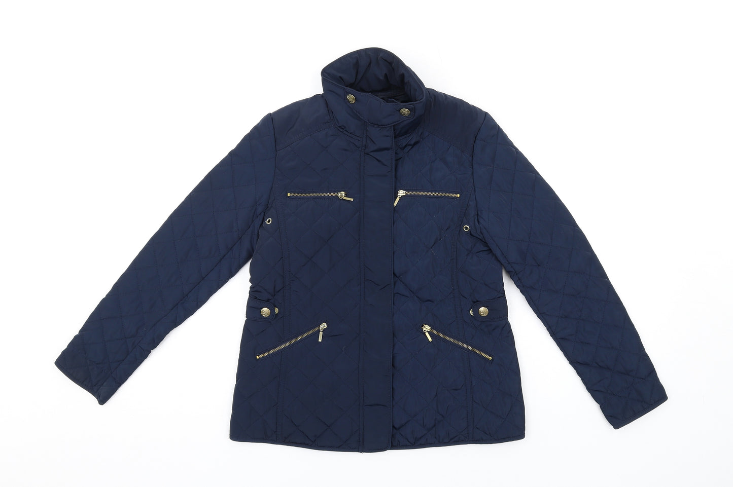 Zara Girls Blue Quilted Coat Size 9-10 Years Zip