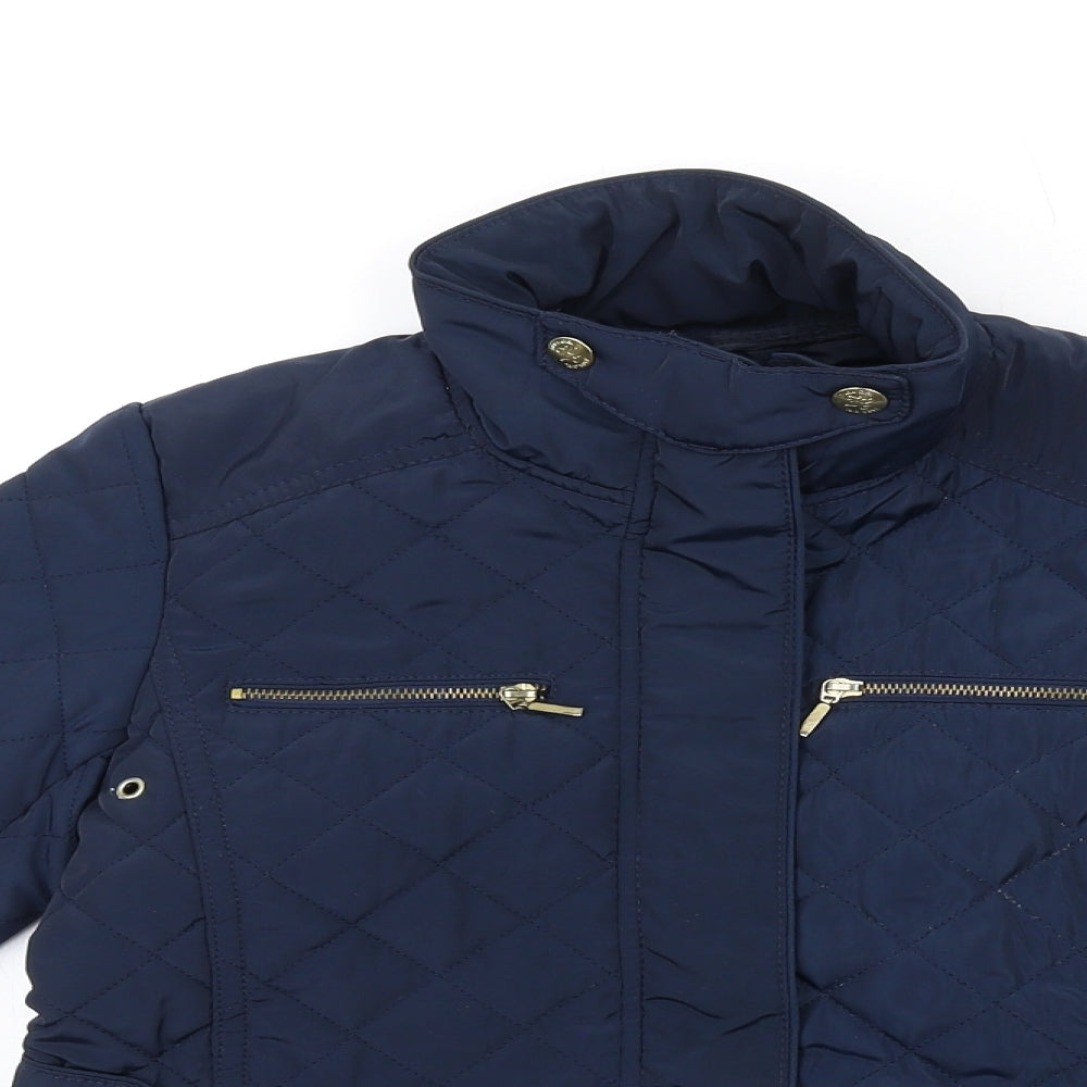 Zara Girls Blue Quilted Coat Size 9-10 Years Zip