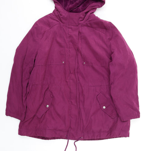 Bonmarché Womens Purple Parka Coat Size 24 Zip