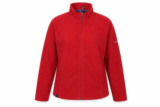 Front view of ED2 women’s red jacket, size UK 12, zip