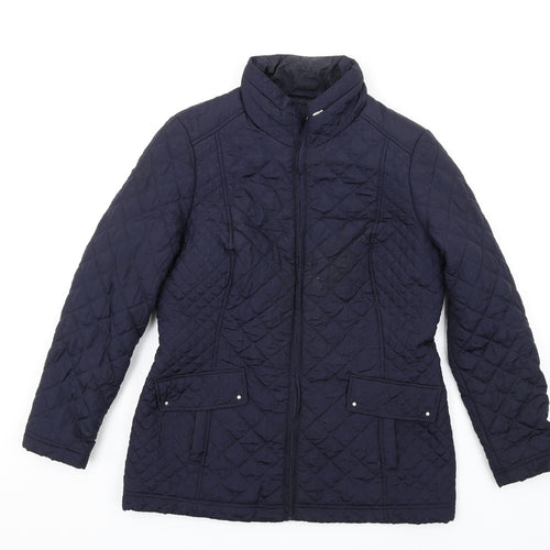 Bonmarché Womens Blue Quilted Coat Size 12 Zip
