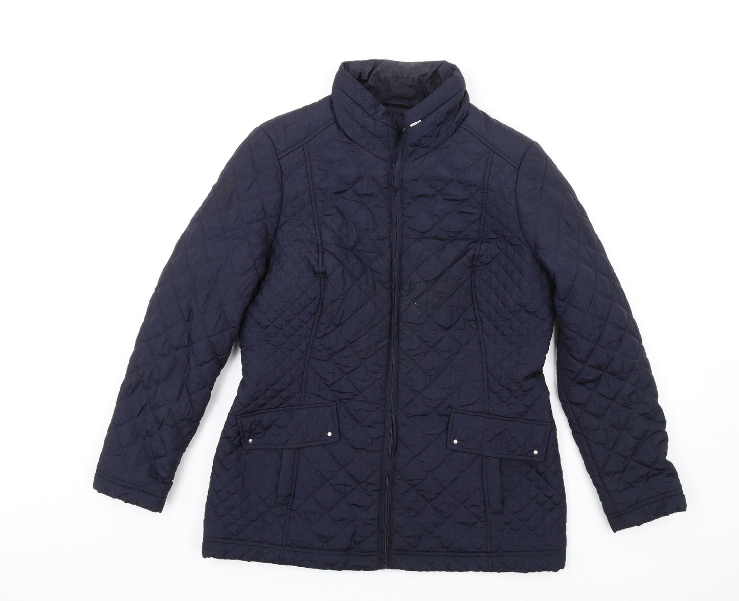Bonmarché Womens Blue Quilted Coat Size 12 Zip
