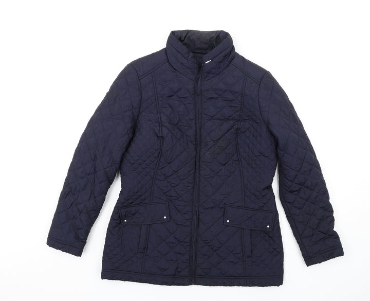 Bonmarché Womens Blue Quilted Coat Size 12 Zip