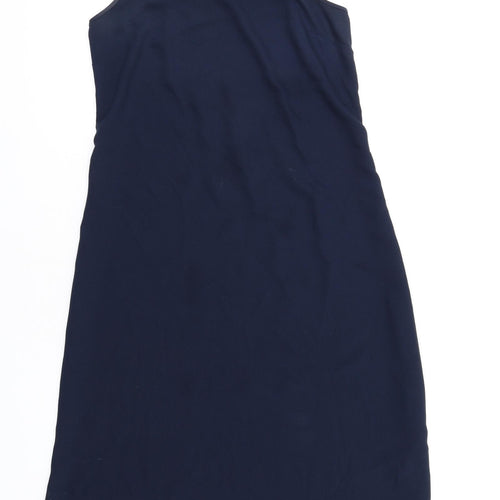 Warehouse Womens Blue Polyester Slip Dress Size 8 Square Neck Pullover