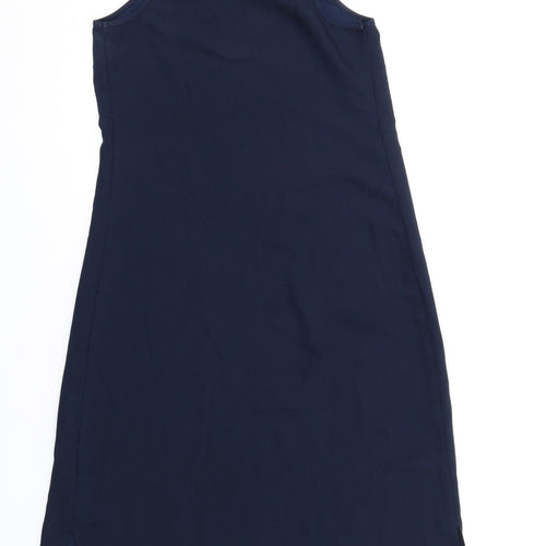 Warehouse Womens Blue Polyester Slip Dress Size 8 Square Neck Pullover