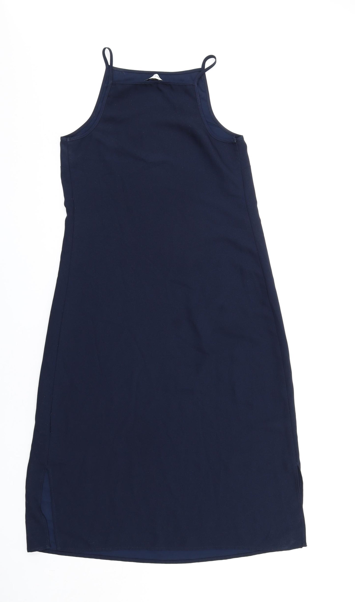 Warehouse Womens Blue Polyester Slip Dress Size 8 Square Neck Pullover