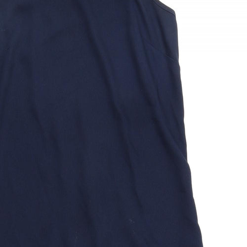 Warehouse Womens Blue Polyester Slip Dress Size 8 Square Neck Pullover