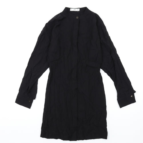 Mango Womens Black Viscose A-Line Size 2XS Round Neck Button