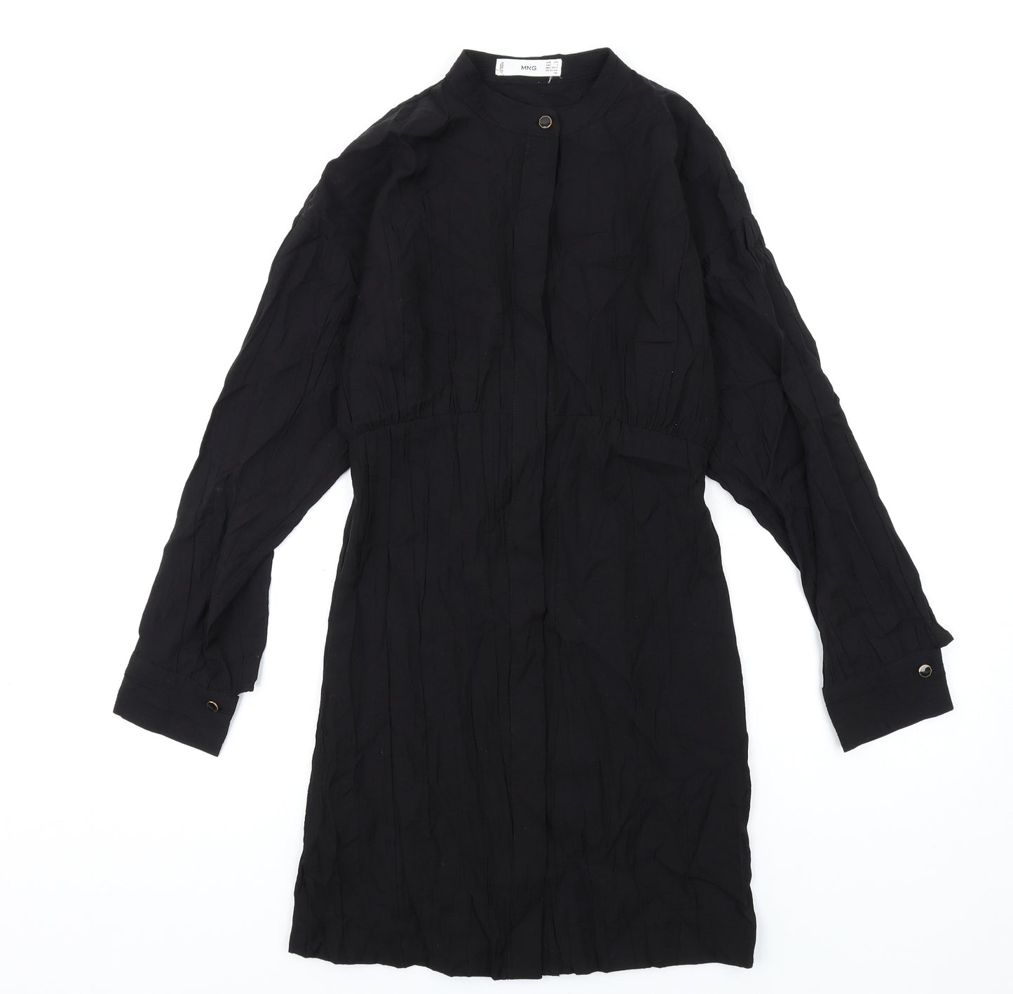 Mango Womens Black Viscose A-Line Size 2XS Round Neck Button