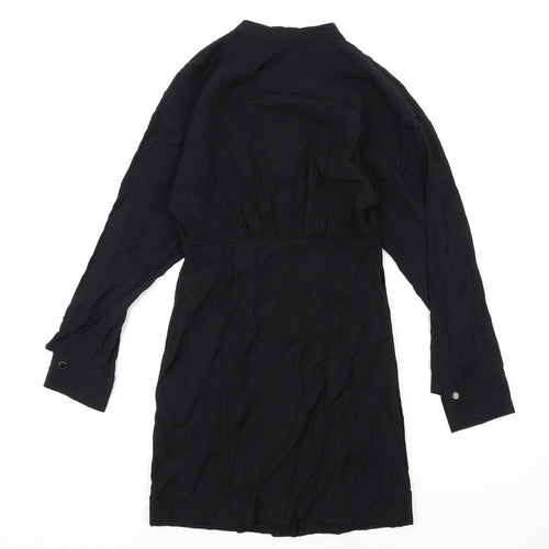 Mango Womens Black Viscose A-Line Size 2XS Round Neck Button