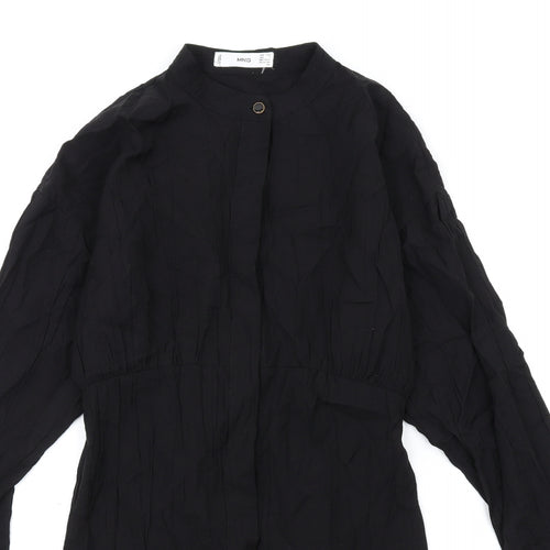 Mango Womens Black Viscose A-Line Size 2XS Round Neck Button