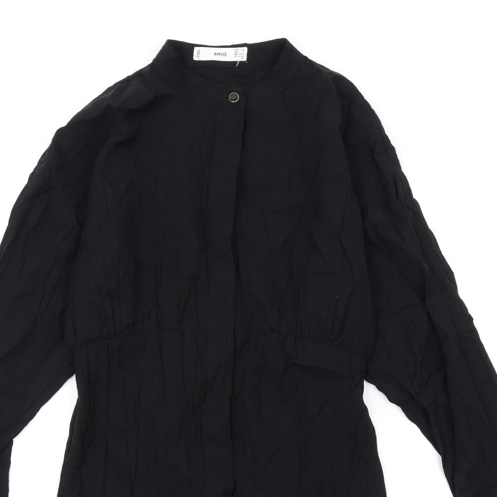 Mango Womens Black Viscose A-Line Size 2XS Round Neck Button