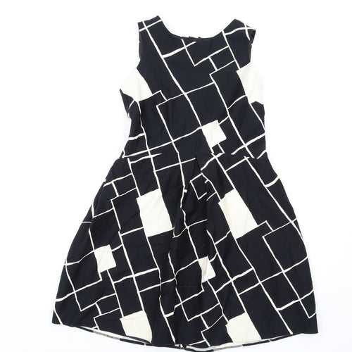 NEXT Girls Black Geometric Cotton A-Line Size 11 Years Round Neck Zip