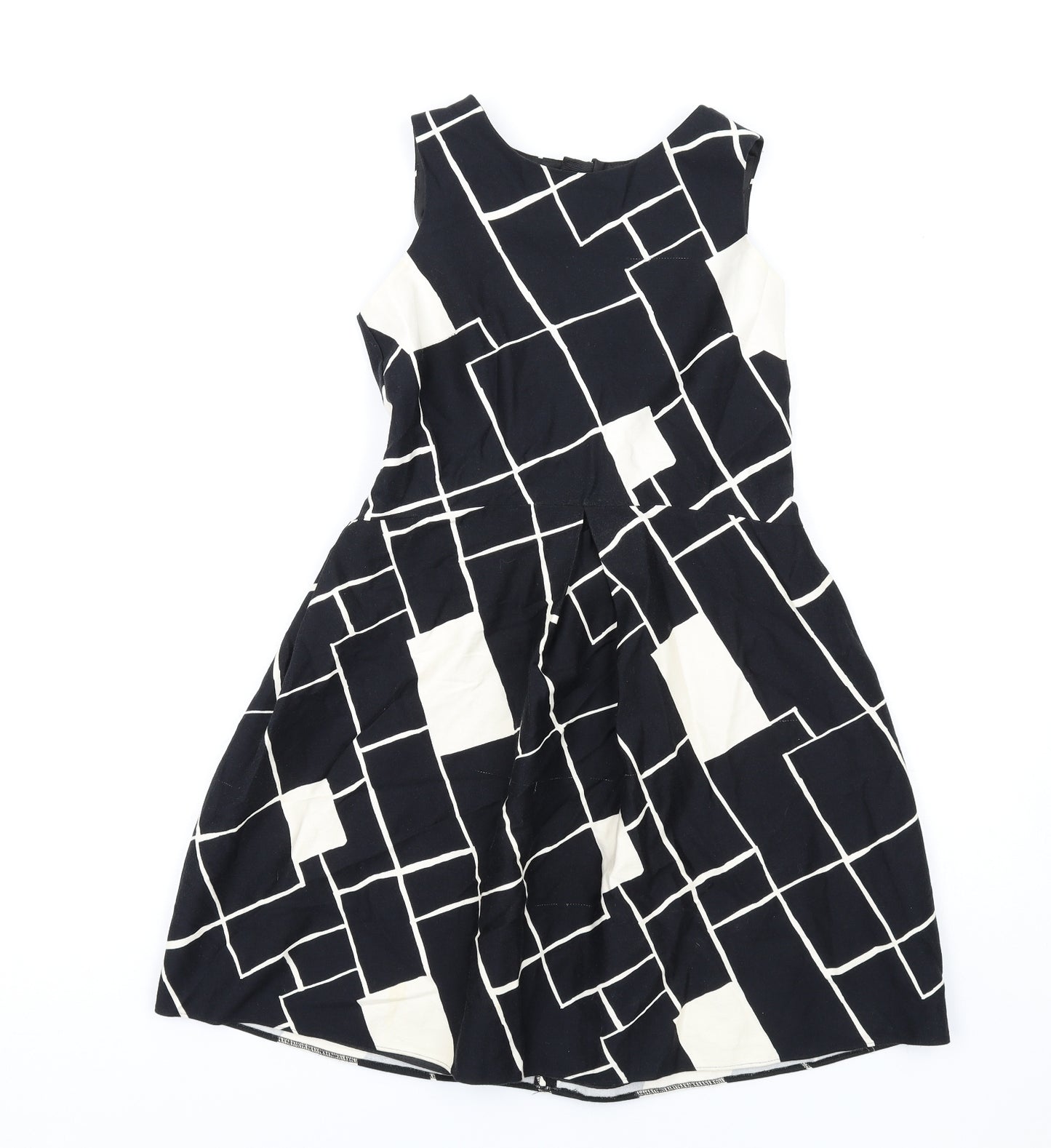 NEXT Girls Black Geometric Cotton A-Line Size 11 Years Round Neck Zip