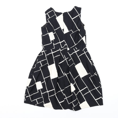 NEXT Girls Black Geometric Cotton A-Line Size 11 Years Round Neck Zip
