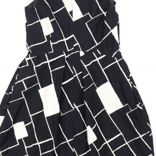 NEXT Girls Black Geometric Cotton A-Line Size 11 Years Round Neck Zip