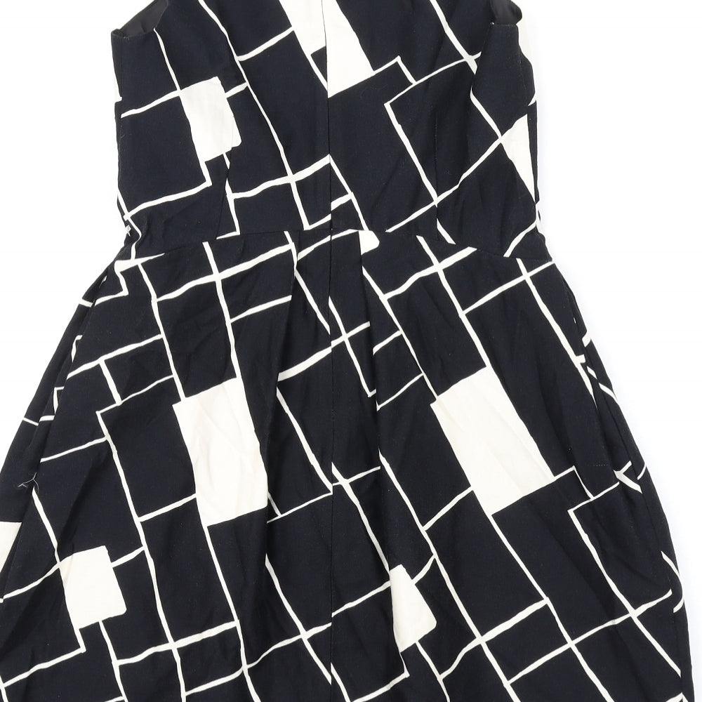 NEXT Girls Black Geometric Cotton A-Line Size 11 Years Round Neck Zip