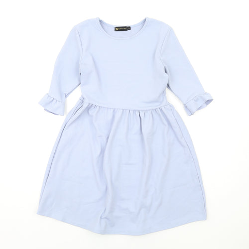 I SAW IT FIRST Womens Blue Polyester Fit & Flare Size S Round Neck Pullover