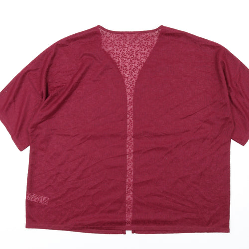 Anthology Womens Red Polyester Kimono T-Shirt Size 20 V-Neck
