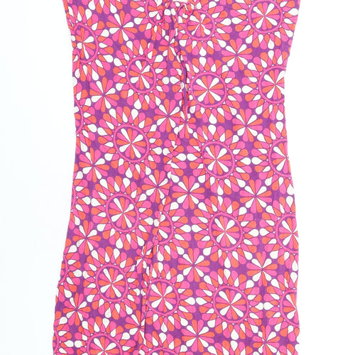 Boden Womens Multicoloured Geometric Viscose T-Shirt Dress Size 16 V-Neck Pullover