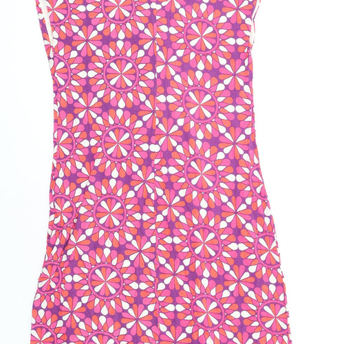 Boden Womens Multicoloured Geometric Viscose T-Shirt Dress Size 16 V-Neck Pullover
