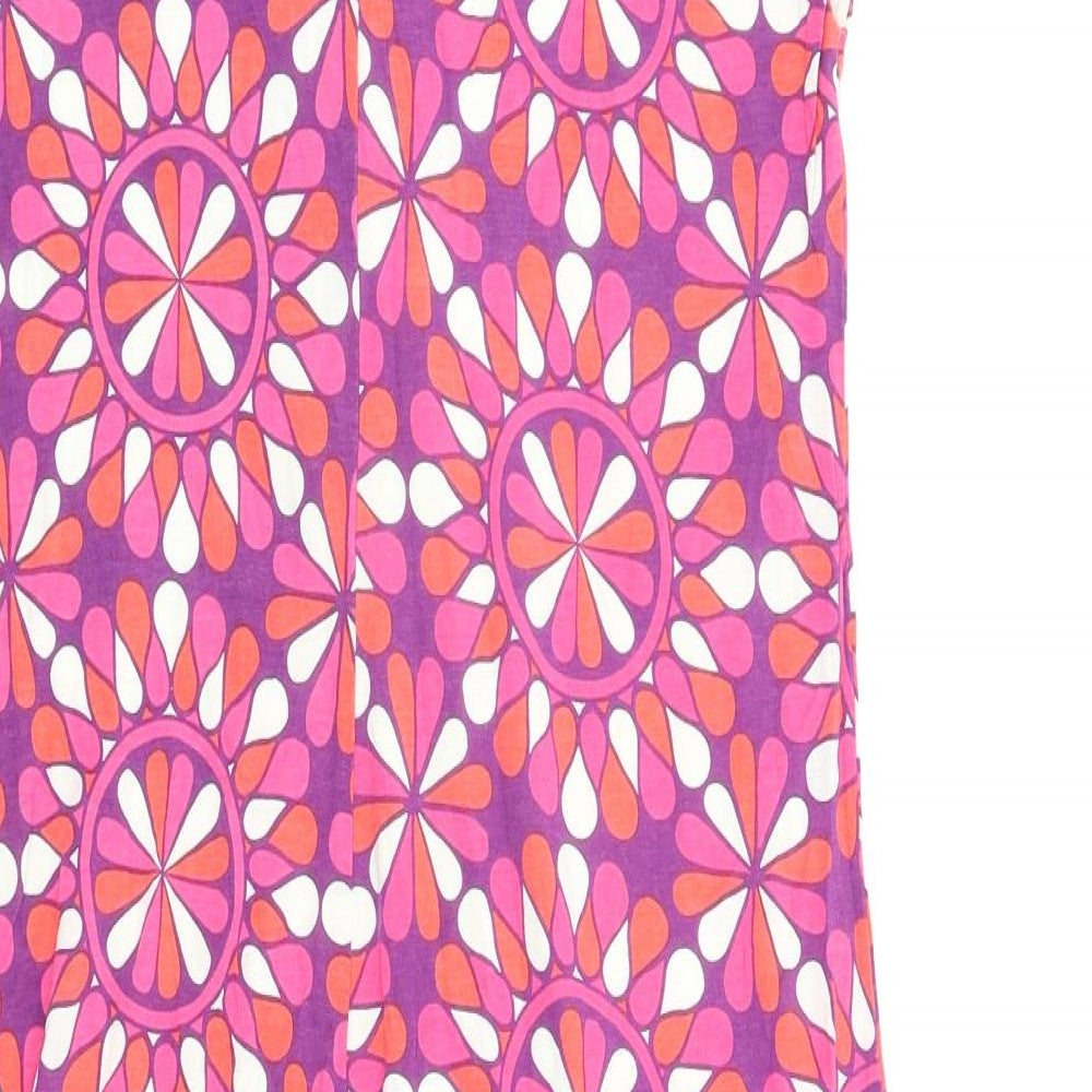 Boden Womens Multicoloured Geometric Viscose T-Shirt Dress Size 16 V-Neck Pullover