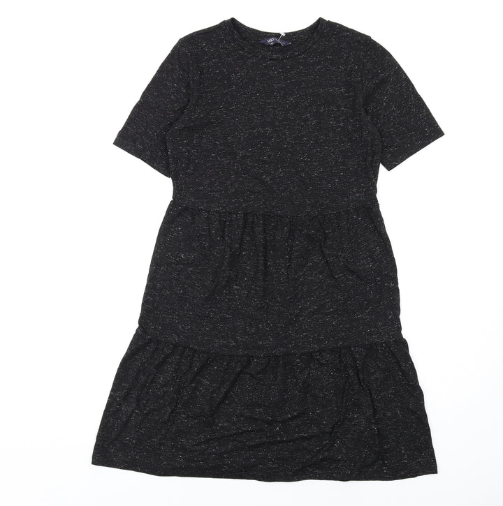 Marks and Spencer Womens Black Polyester Trapeze & Swing Size 10 Round Neck Pullover