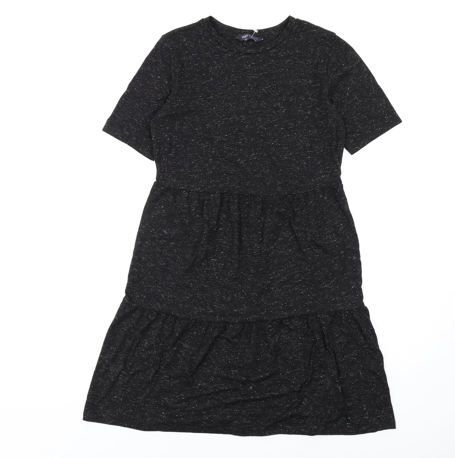 Marks and Spencer Womens Black Polyester Trapeze & Swing Size 10 Round Neck Pullover