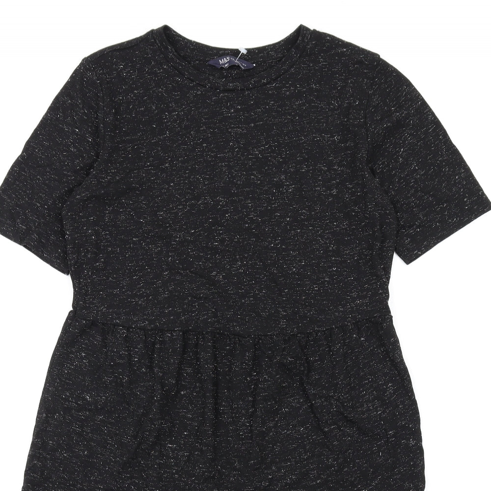 Marks and Spencer Womens Black Polyester Trapeze & Swing Size 10 Round Neck Pullover