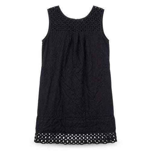 Phase Eight Womens Black Cotton Tank Dress Size 10 Round Neck Button