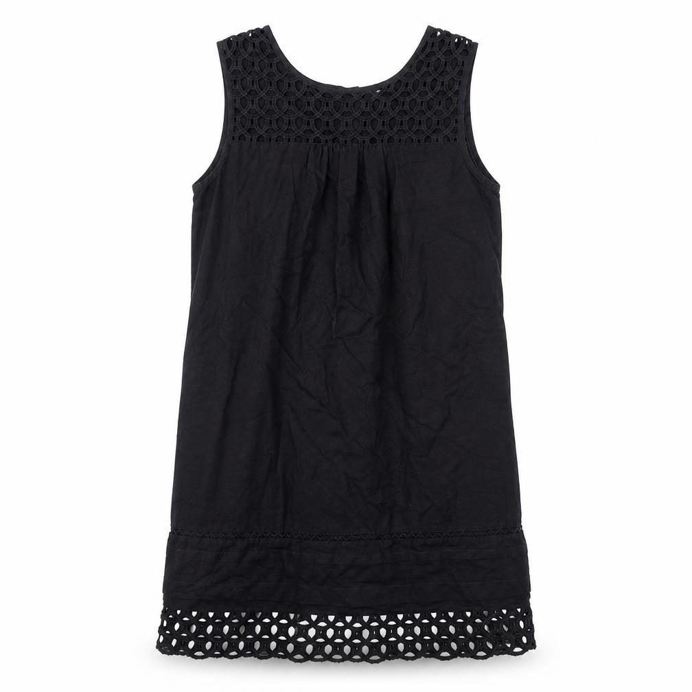 Phase Eight Womens Black Cotton Tank Dress Size 10 Round Neck Button