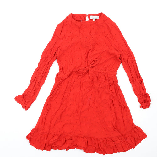 & Other Stories Womens Red Polka Dot Viscose A-Line Size 12 Round Neck Button