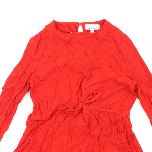 & Other Stories Womens Red Polka Dot Viscose A-Line Size 12 Round Neck Button