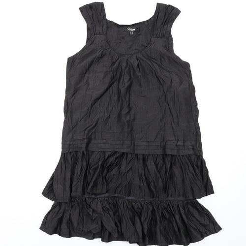 Heaven Womens Black Polyester A-Line Size 12 Scoop Neck Pullover